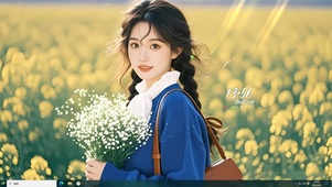 雏菊花田女孩