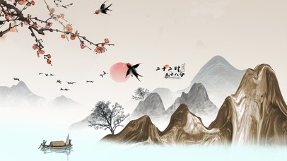 4k 古风水墨画山水风景