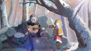 美少女雪下弹吉他