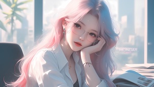 粉发清纯女孩