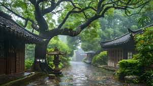 江南古镇小雨落