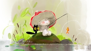 4k蘑菇小猫钓鱼