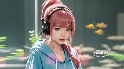 4K唯美粉发少女