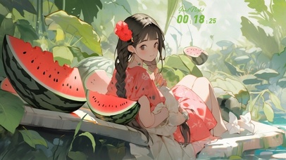 夏日的吃瓜少女
