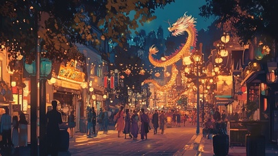 热闹的古镇夜晚