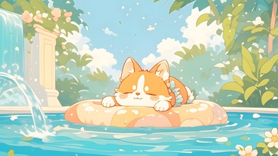 柴犬狗狗的夏天