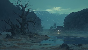沼泽地旁的神秘小屋