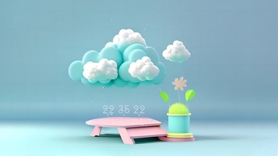 糖果色简约3D云