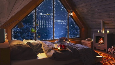 温暖冬天壁炉房间