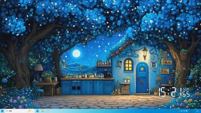 护眼星空树木房屋绿景主题