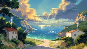 晚霞海边小镇