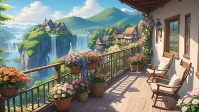 窗外的瀑布小屋