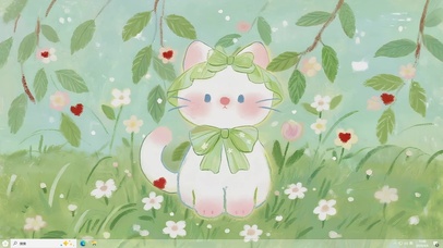 可爱绿叶下猫咪