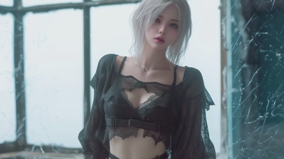 眨眼动态~窗户边都市女孩