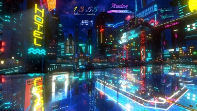 4K赛博朋克夜雨城市