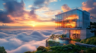梦幻晚霞山顶别墅