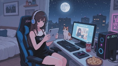 像素风居家女孩