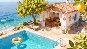 海边柠檬泳池小屋