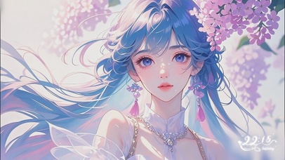 唯美古风紫藤花少女