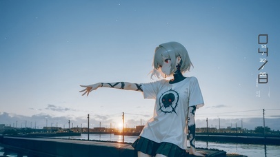 唯美海边白发少女