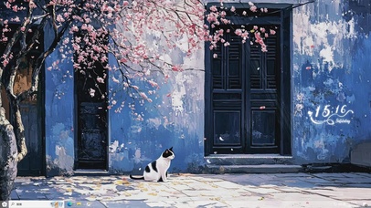 唯美AI小猫插画-桌面主题