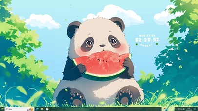 可爱熊猫吃瓜