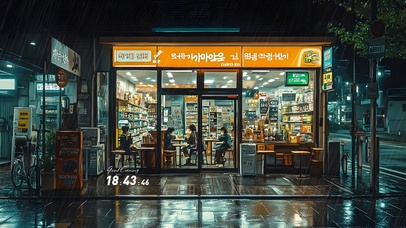 雨中的便利店