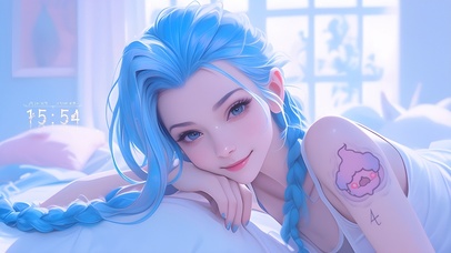 蓝发可爱金克丝