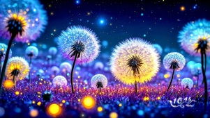唯美星空下的蒲公英