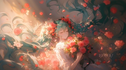 4k 初音 光影花