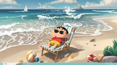 海滩的蜡笔小新