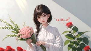 4k小清新鲜花女孩