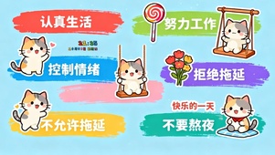 可爱猫猫励志文字卡通桌面