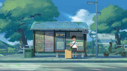 4K 夏日等车的男孩