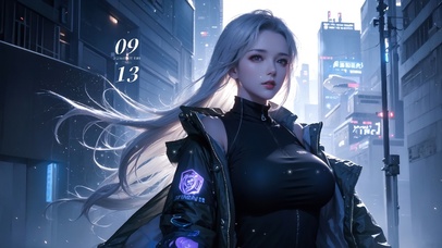 4k银发科幻风少女