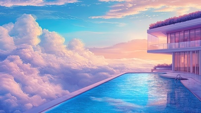 云层之上的无边泳池别墅