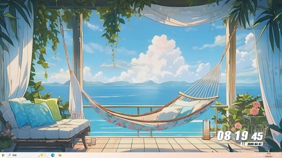 蓝天白云海景树木桌面主题