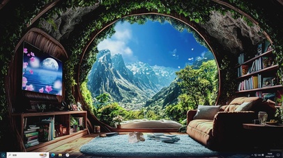 山洞小屋-桌面主题