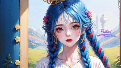 4k可爱蓝发女孩