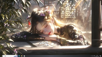 古风庭院午睡少女