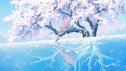 4K梦幻樱花与冰川湖面