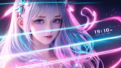 赛博风炫彩长发女孩