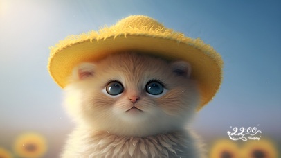可爱的草帽猫咪