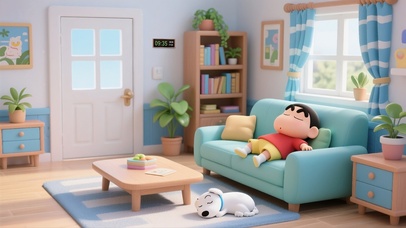 治愈解压画风  躺平的小新