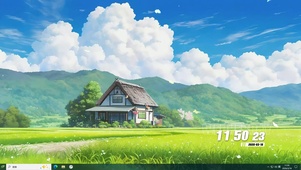 蓝天白云树木绿景桌面主题