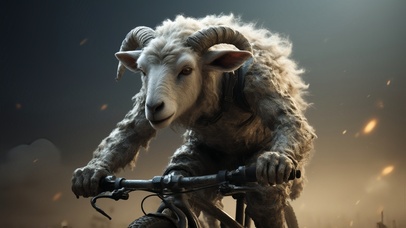 十二生肖之羊骑单车