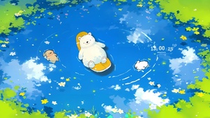 游泳线条小狗