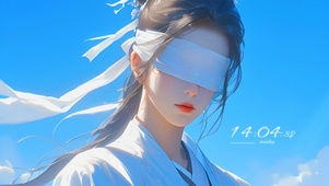 4K唯美国风蒙眼女孩