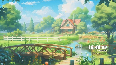 护眼蓝天白云花草树木