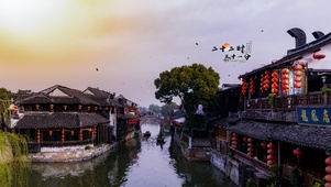 4K 夕阳江南古镇